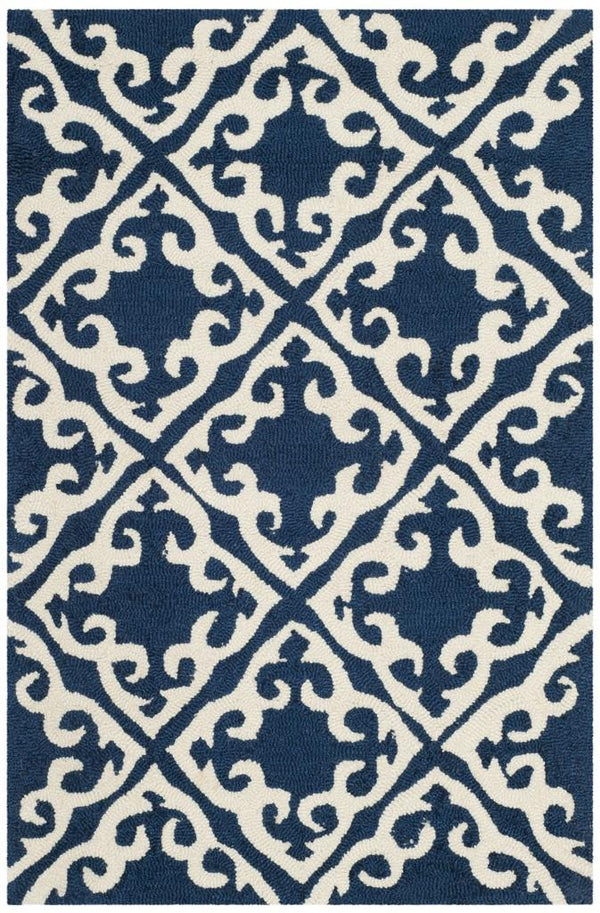 Safavieh Easy Care 416 Hand Hooked  Rug Navy / Ivory EZC416A-3