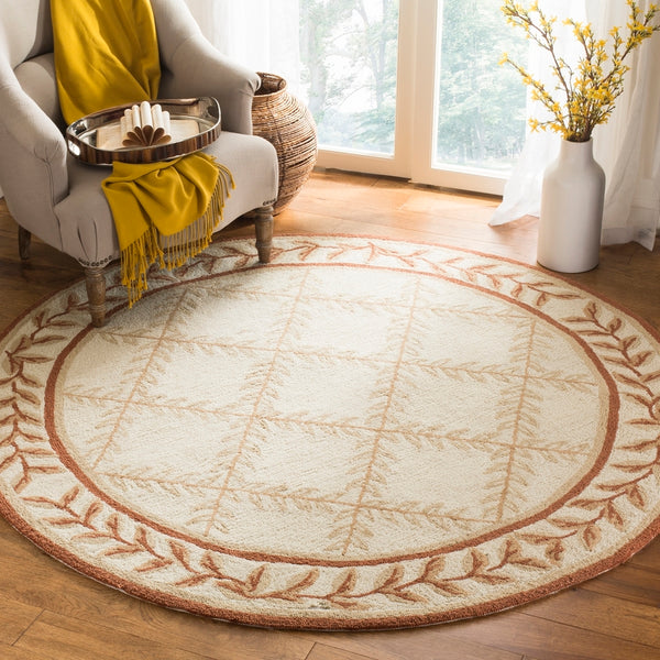 Safavieh Lattice Vine Hand Hooked  Rug Ivory / Beige EZC430C-3