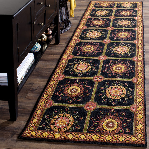 Safavieh Easy Care Hand Hooked Polypropylene Rug Black / Yellow EZC711C-3