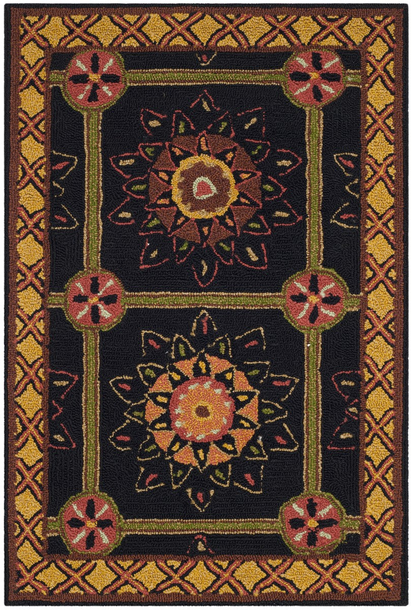 Safavieh Easy Care Hand Hooked Polypropylene Rug Black / Yellow EZC711C-3