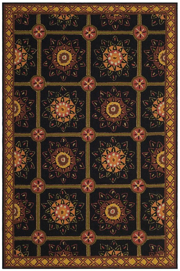 Safavieh Easy Care Hand Hooked Polypropylene Rug Black / Yellow EZC711C-3