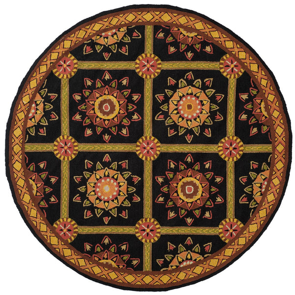 Safavieh Easy Care Hand Hooked Polypropylene Rug Black / Yellow EZC711C-3