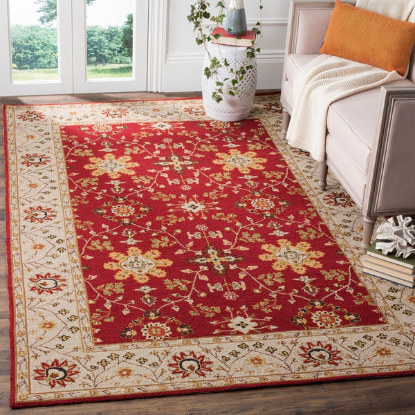 Safavieh Easy Care Hand Hooked  Rug Red / Ivory EZC751C-3