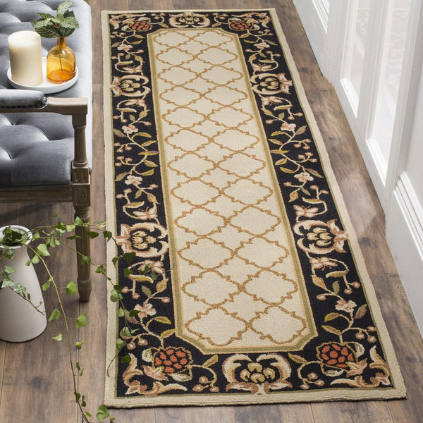Safavieh Alsace Hand Hooked Polypropylene Rug Ivory / Black EZC753A-3