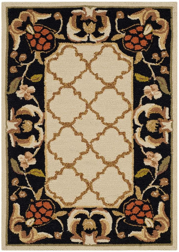 Safavieh Alsace Hand Hooked Polypropylene Rug Ivory / Black EZC753A-3