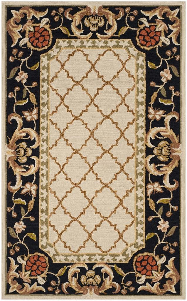 Safavieh Alsace Hand Hooked Polypropylene Rug Ivory / Black EZC753A-3