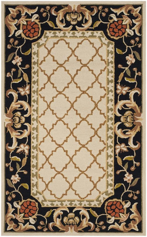 Safavieh Alsace Hand Hooked Polypropylene Rug Ivory / Black EZC753A-3
