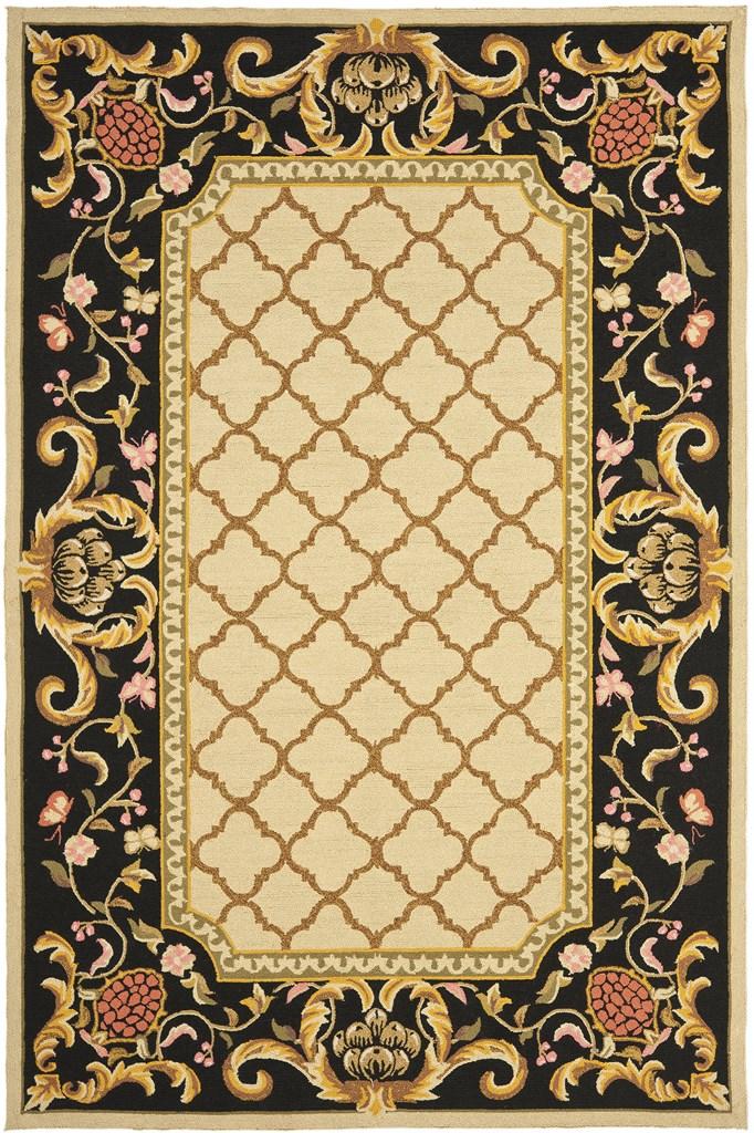 Safavieh Alsace Hand Hooked Polypropylene Rug Ivory / Black EZC753A-3
