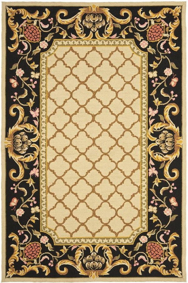 Safavieh Alsace Hand Hooked Polypropylene Rug Ivory / Black EZC753A-3