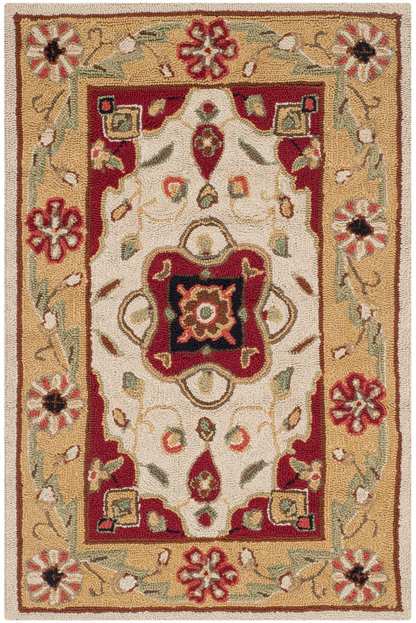 Safavieh Bridgport Easy Care Hand Hooked Polypropylene Rug Creme / Red EZC757F-3