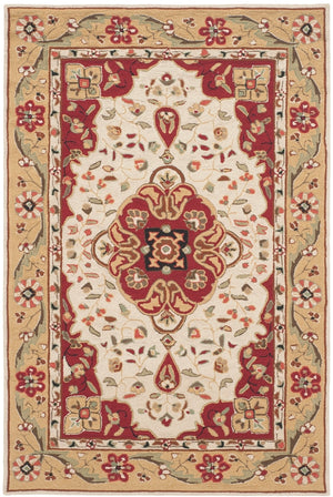 Safavieh Bridgport Easy Care Hand Hooked Polypropylene Rug Creme / Red EZC757F-3