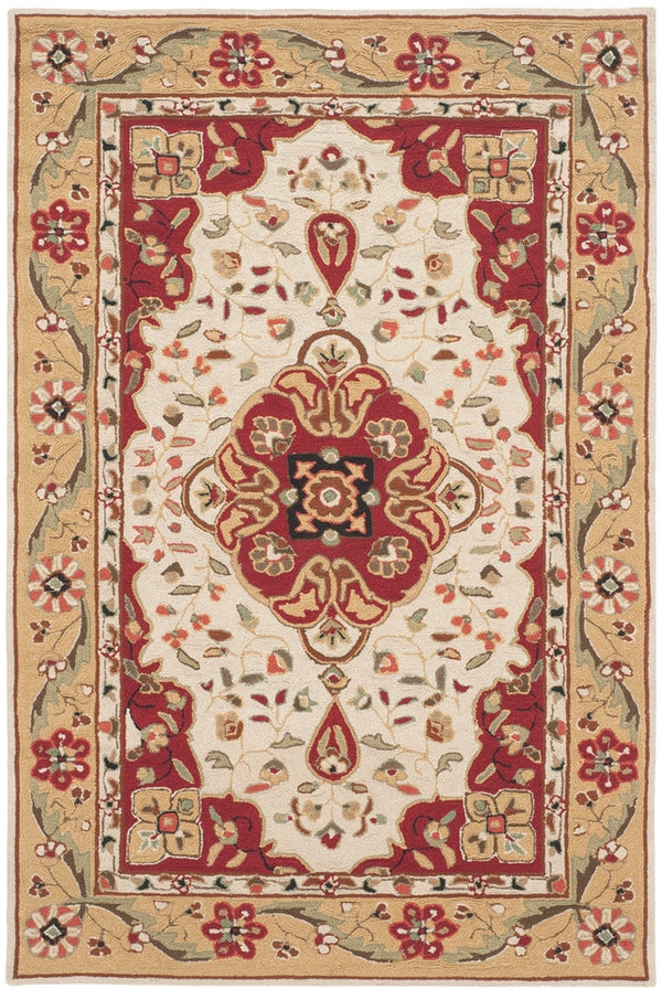 Safavieh Bridgport Easy Care Hand Hooked Polypropylene Rug Creme / Red EZC757F-3