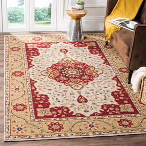 Safavieh Bridgport Easy Care Hand Hooked Polypropylene Rug Creme / Red EZC757F-3