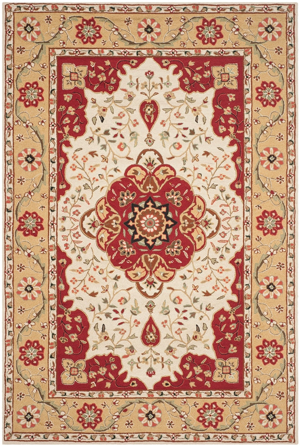 Safavieh Bridgport Easy Care Hand Hooked Polypropylene Rug Creme / Red EZC757F-3