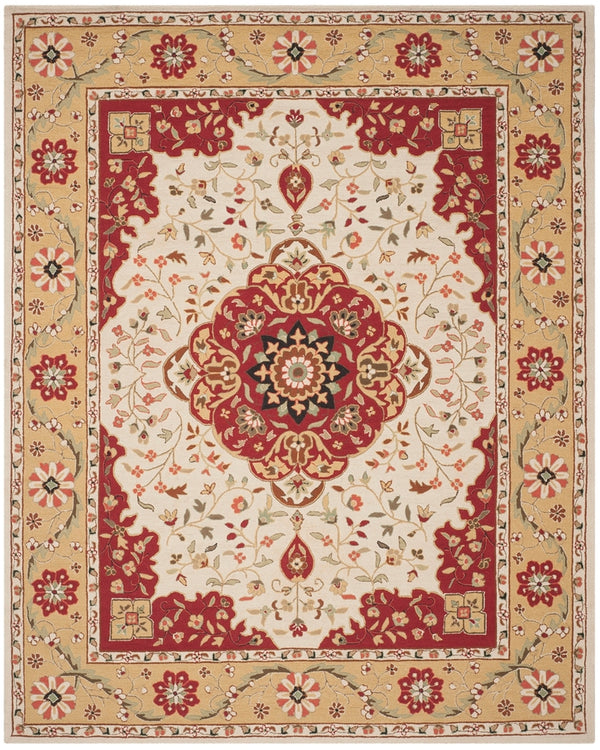 Safavieh Bridgport Easy Care Hand Hooked Polypropylene Rug Creme / Red EZC757F-3