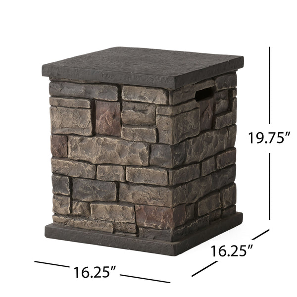 English Elm Mgo Faux Stone Propane Tank Holder Doubles as Outdoor Patio Side Table 63693.00