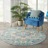 Nourison Passion PSN25 Machine Made Power-loomed Ornamental Border Indoor Only Bohemian Vintage Rug Ivory,Light Blue, Ivory,Light Blue 100% Polypropylene 99446747921