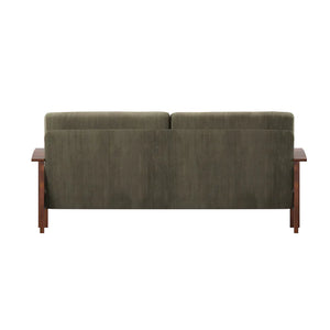 Parcell Mission-Style Wood Sofa with Plush Cushions and Elegant Steam-Bent Arms for Cozy Living Room