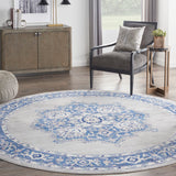 Nourison Whimsicle WHS03 Machine Made Power-loomed Ornamental Border Indoor Only Farmhouse Bohemian Rug Grey Blue, Grey Blue 100% Polypropylene 99446831507