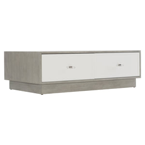 Bernhardt Bernhardt Cerused Greige Oak Cocktail Table With Lacquered White Drawers, Lucite Hardware & Casters 442027