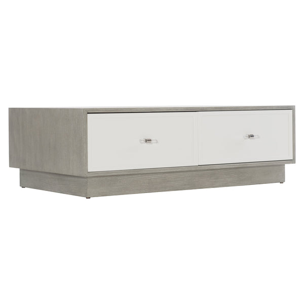 Bernhardt Bernhardt Cerused Greige Oak Cocktail Table With Lacquered White Drawers, Lucite Hardware & Casters 442027