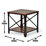 Steve Silver Winston Industrial Chic End Table, Birch Hardwood & Iron, Rustic Cherry Finish - 61 x 61 x 61