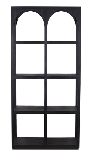 Porter Designs Porter Tarragona Black Solid Mango Wood Bookcase - Elegant Arched Design, Durable & Stylish Storage Black Wood 10-108-01-1812