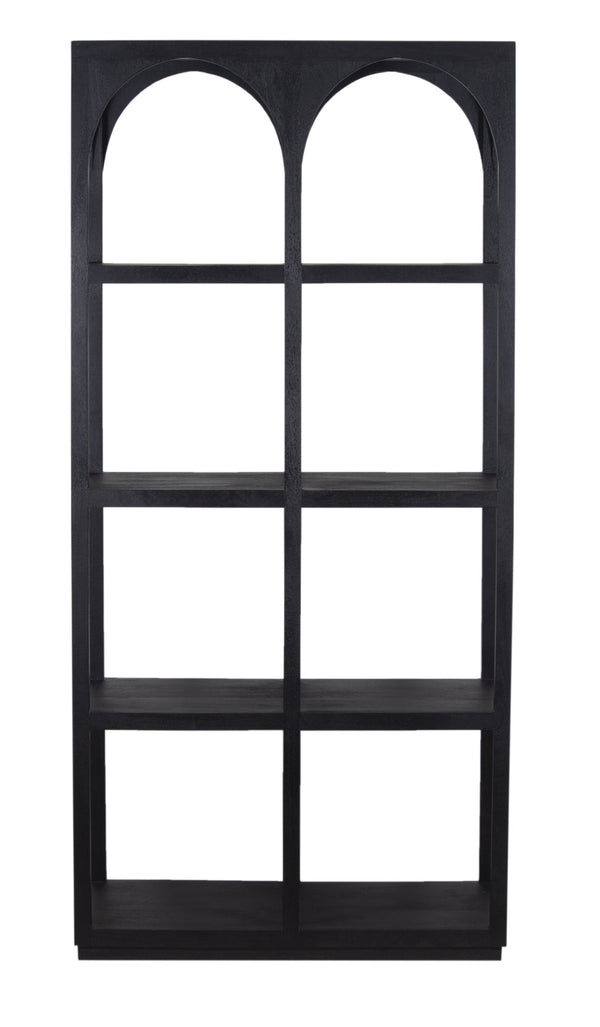 Porter Designs Porter Tarragona Black Solid Mango Wood Bookcase - Elegant Arched Design, Durable & Stylish Storage Black Wood 10-108-01-1812