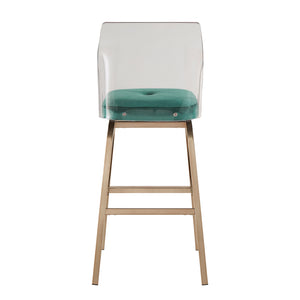 Homelegance By Top-Line Darrion Velvet Bar Height Swivel Stools (Set of 2) Teal Metal