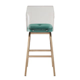 Homelegance By Top-Line Darrion Velvet Bar Height Swivel Stools (Set of 2) Teal Metal