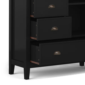 English Elm Redmond Medium Storage Cabinet - Handcrafted Solid Wood In Elegant Black Finish With Antique Brass Hardware B136P159530-GIGA