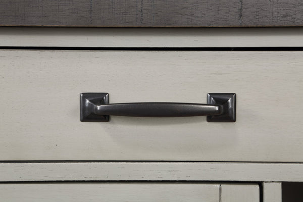 English Elm Steve Silver - Hyland Acacia Server in Dark Gray — Chevron Veneer Top, Wine Rack, Glass Doors, Felt Drawers, 54.7" B081P157395