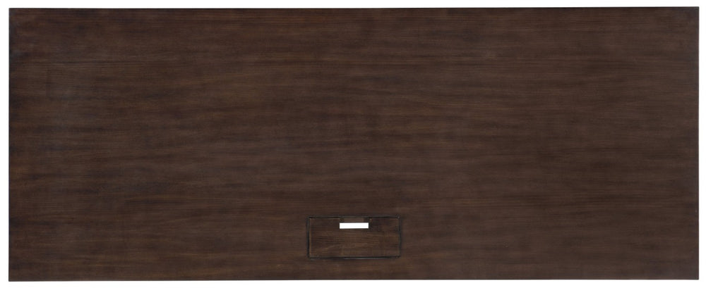 Hooker Furniture House Blend 60-Inches Writing Desk - Dark Roast Quartered Ash Veneer With Silver Trim, Built-In Power, Versatile Console Workstation For Home Offices 5892-10460-85