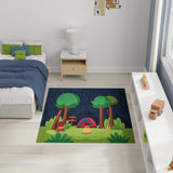 Nourison Imagination IMA13 Machine Made Machine Printed Borderless Design Indoor Only Kids  Rug Navy Multicolor, Navy Multicolor Pile, 100% Polyester 841491134429