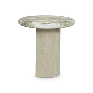Bernhardt Bernhardt Arcadia Rustic-Modern Accent Table With Faux Stone Top, Sculptural Oak Base, 20" Square 334111