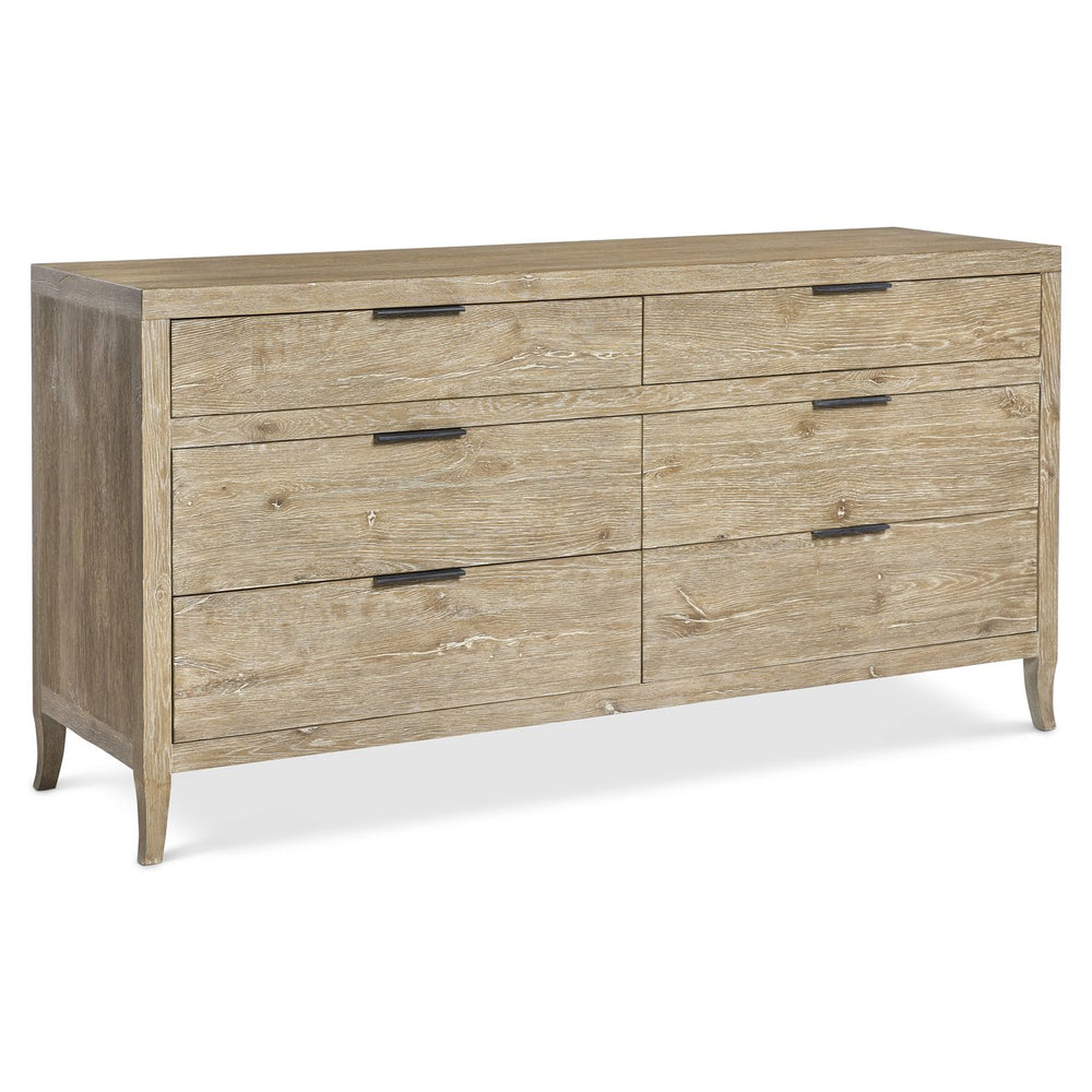 Bernhardt Bernhardt Tribeca Dresser In Aurum White Oak With 6 Soft-Close Drawers, Textured Steel Pulls, 68" 333050