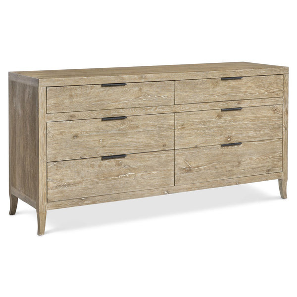 Bernhardt Bernhardt Tribeca Dresser In Aurum White Oak With 6 Soft-Close Drawers, Textured Steel Pulls, 68" 333050