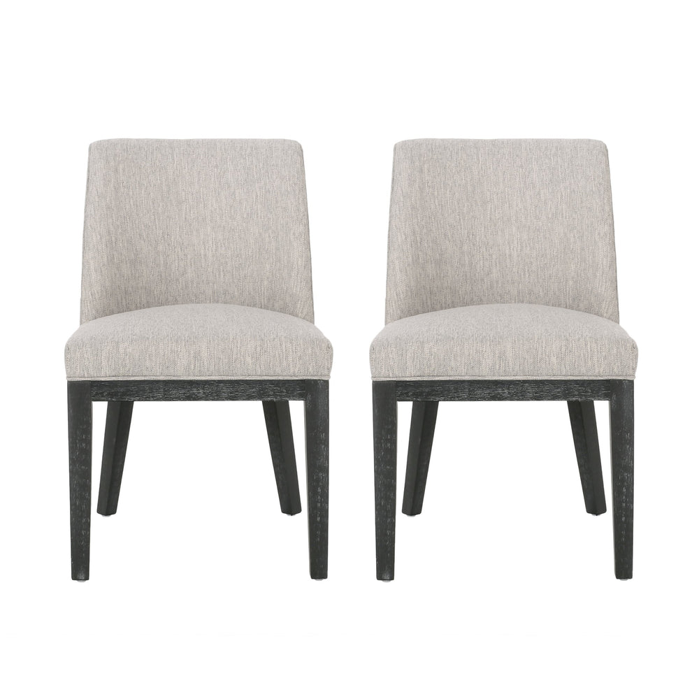 English Elm Dining Chair Set of 2 Solid Wood Textured Fabric Upholstered Farmhouse Modern Style 69408.00FLGRY