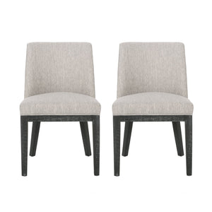 English Elm Dining Chair Set of 2 Solid Wood Textured Fabric Upholstered Farmhouse Modern Style 69408.00FLGRY