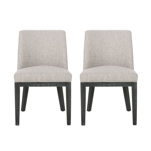 English Elm Dining Chair Set of 2 Solid Wood Textured Fabric Upholstered Farmhouse Modern Style 69408.00FLGRY