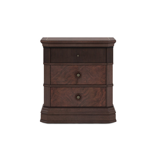 A.R.T. Furniture Revival Traditional Nightstand In Napa Mahogany With Usb-c Chargers And Elegant Three-drawer Storage Brown Rubberwood Solids,Quarter Mahogany Veneer,Resin,Metal 328140-1730