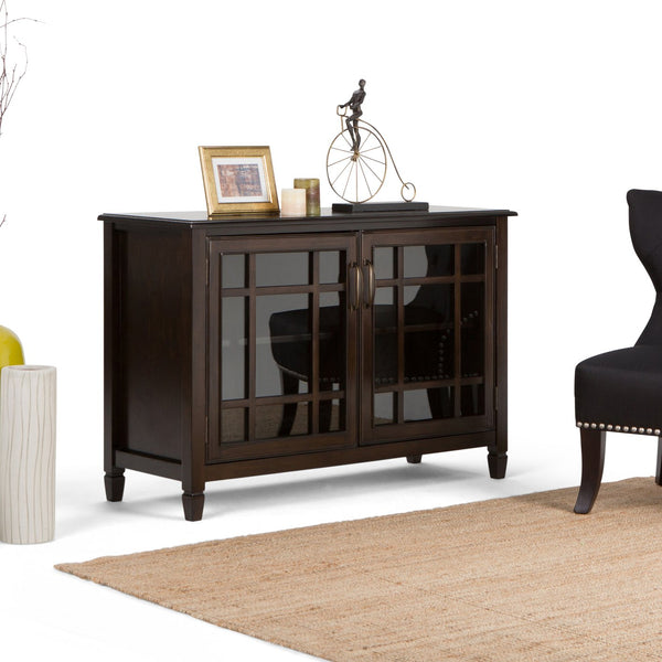 English Elm Connaught Low Storage Cabinet - Handcrafted Dark Chestnut Brown With Adjustable Shelves & Style B136P158126