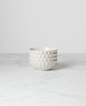 Lenox French Perle Scallop 4-Piece Bowl Set White, WHITE STONEWARE 893545