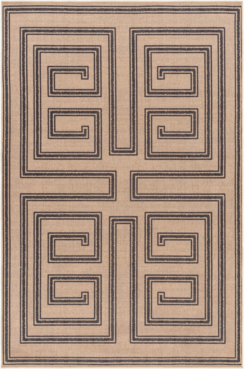 Livabliss Ez Jute Flatweave Recycled Fabric Bohemian Global Accent Rug for Entryways and Small Spaces Light Brown, Bl 5' x 8' EZT2307-58