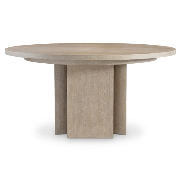 Bernhardt Bernhardt Loggia Round Dining Table With Aria Wire‑Brushed Oak Finish, Sculptural Pilaster Base, 60" K2210