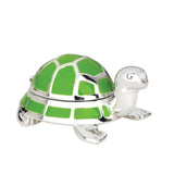 Reed & Barton Jungle Parade Turtle Tooth Fairy Box, Silver-Plated, Green Enamel