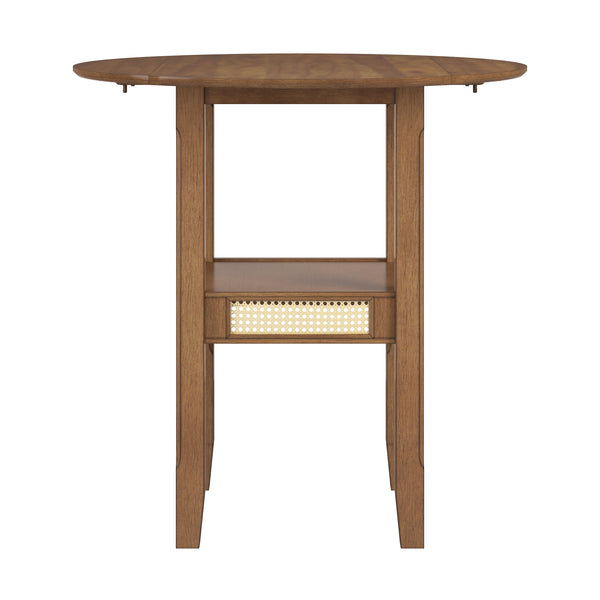 Homelegance By Top-Line Delroy Cane Accent Counter Height Table Oak Rubberwood