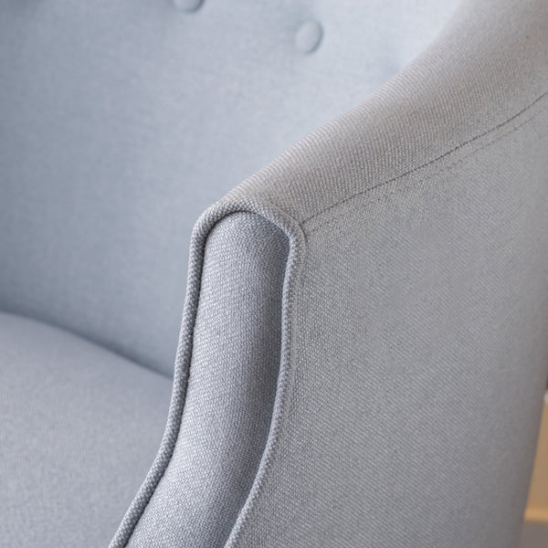 English Elm Club Chair Barrel Silhouette Button Tufted Fabric Accent Seat with Tapered Birch Legs 60007.00LSKY