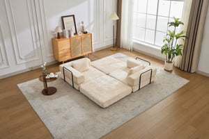 English Elm Compression Convertible Floor Sofa Bed – Stylish Chenille Loveseat & Modular Seating Solution For Small Spaces W3723P345635