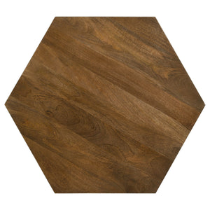 English Elm Athena Handcrafted Hexagonal Mango Wood Coffee Table with Sculpted Facets, Natural Organic Finish B062P333447